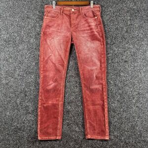 Pilcro and the Letterpress Slim Boyfriend Crop Corduroy Pants Pink Red Size 26